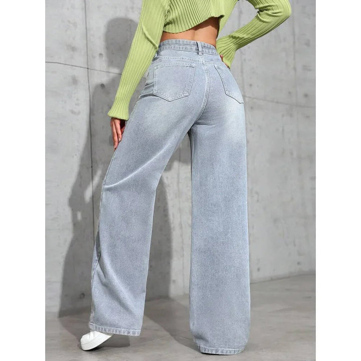 Vaqueros modernos mujer tiro alto wide leg. Tendencia actual en denim casual para cualquier ocasión.