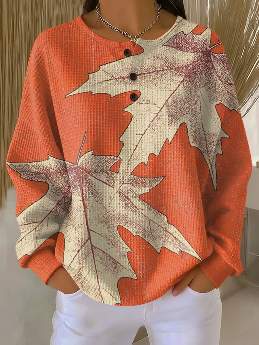 Atuendo de mujer: camisa de manga larga a rayas, tejido punto waffle. Perfecta para moda casual y cómoda.