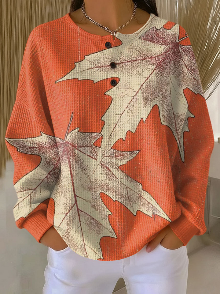Atuendo de mujer: camisa de manga larga a rayas, tejido punto waffle. Perfecta para moda casual y cómoda.