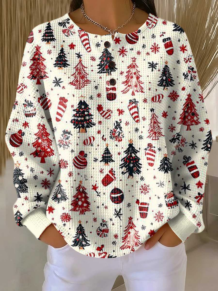 Camisa de mujer, rayas y manga larga en punto waffle. Ideal para un look casual y cómodo de otoño.