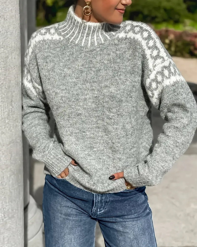 Camisa de mujer con rayas, tejido punto waffle, manga larga. Atuendo casual perfecto para otoño.