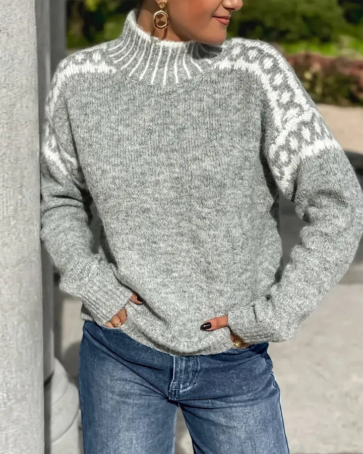 Camisa de mujer con rayas, tejido punto waffle, manga larga. Atuendo casual perfecto para otoño.