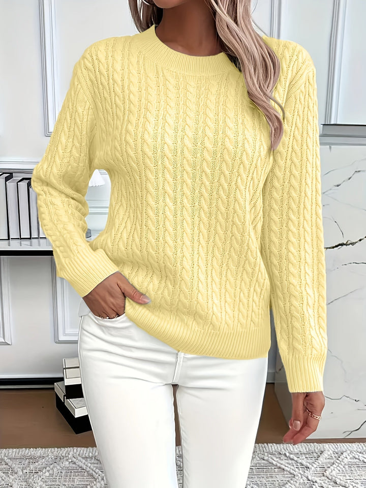 Jersey trenzado para mujer, cuello redondo. Perfecto para un look diario cómodo y con estilo.