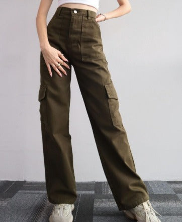 Pantalón cargo Isabella de mujer, pierna ancha, plisado. Prenda casual, cómoda y en tendencia.