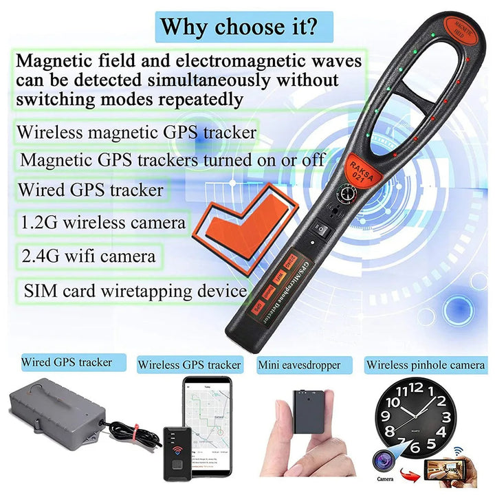 Detector universal de vigilancia: protege tu privacidad de cámaras, micrófonos ocultos y GPS.