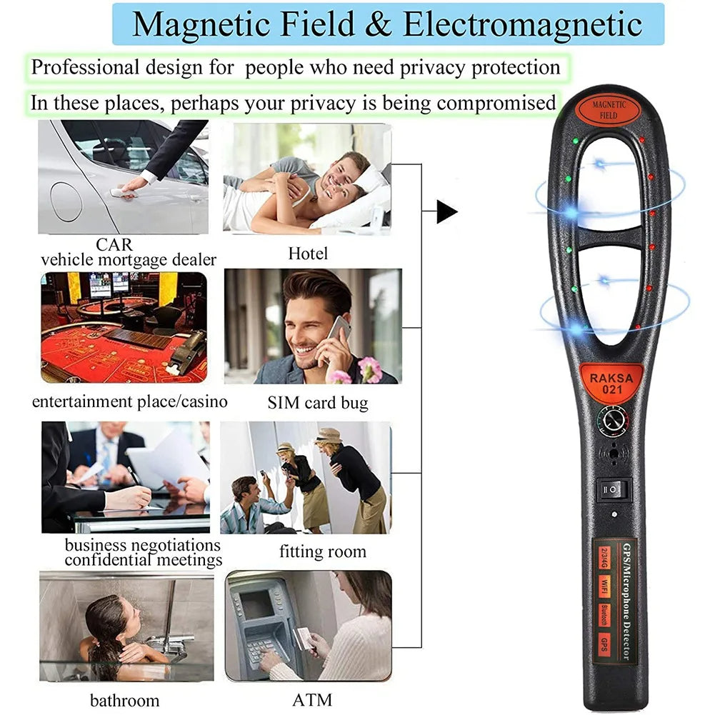 Detector avanzado de rastreadores GPS y cámaras espía, tecnología de última generación para seguridad personal.