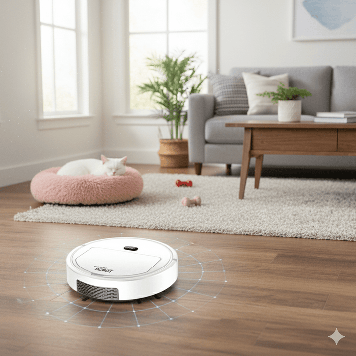 Limpieza del hogar sin esfuerzo: robot aspirador automático y silencioso con filtración HEPA.