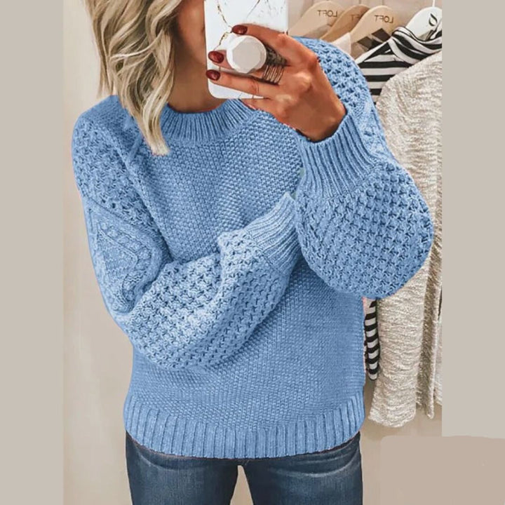 Suéter elegante de mujer en color neutro. Pullover cómodo de manga larga, estilo versátil para otoño/invierno.