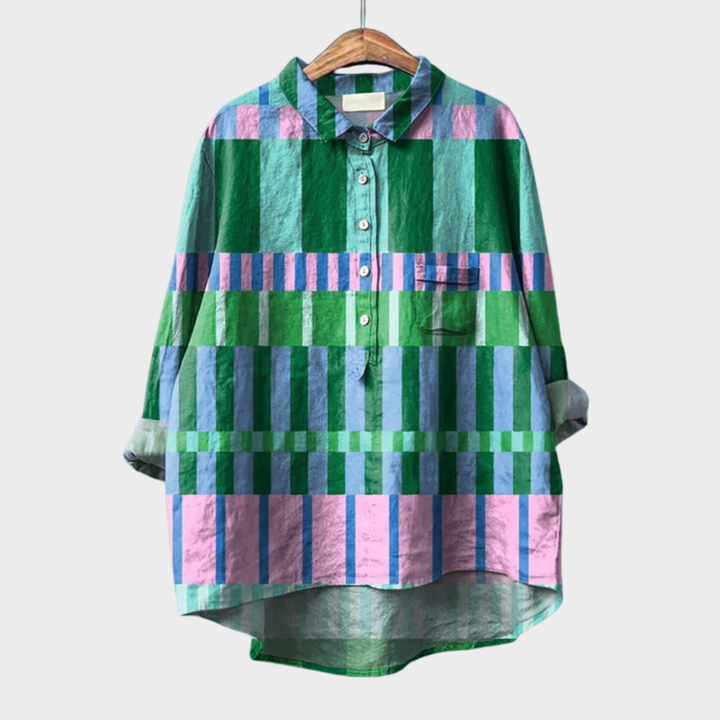 Blusa de mujer elegante diseño ámbar, ideal para verano. Ropa transpirable de manga larga para comodidad y estilo casual.
