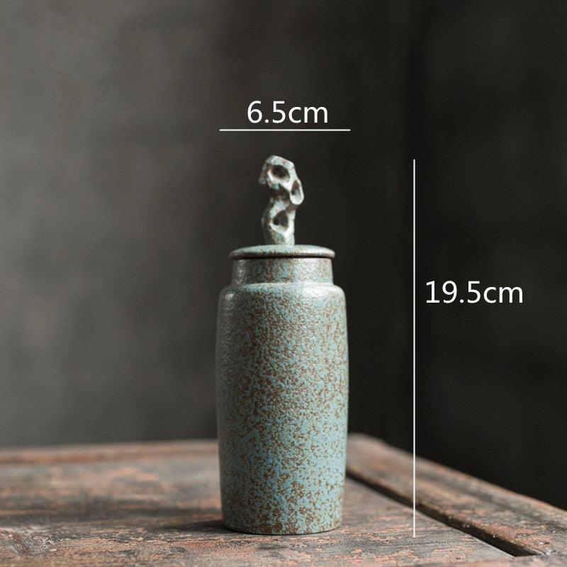 Caddy de té hecho a mano, gres wabi-sabi, ideal para té japonés y decoración.