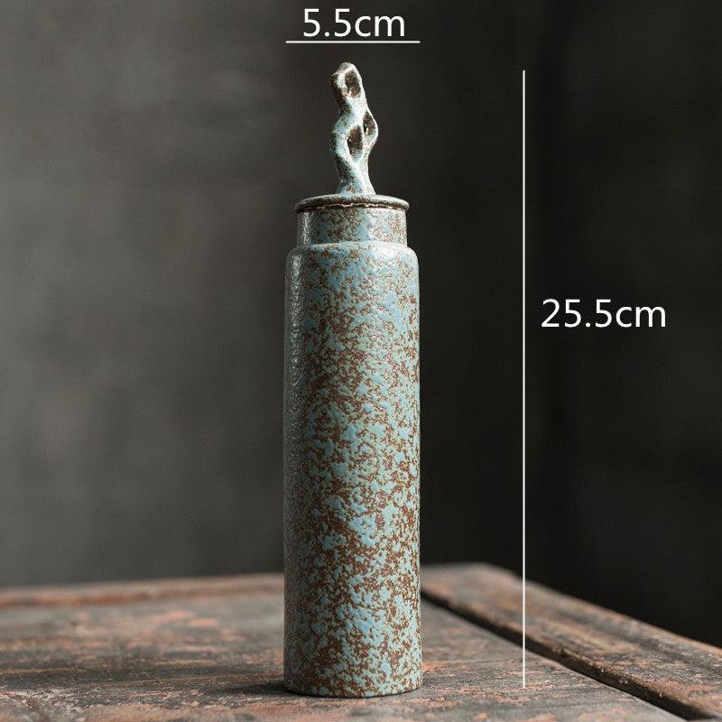 Almacenamiento de té japonés: caddy wabi-sabi de gres, cerámica hecha a mano.