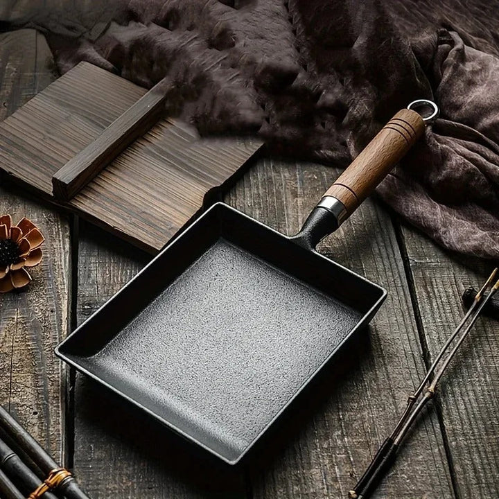 Sartén de hierro fundido japonesa para tamagoyaki. Utensilio de cocina antiadherente, duradero para el hogar.