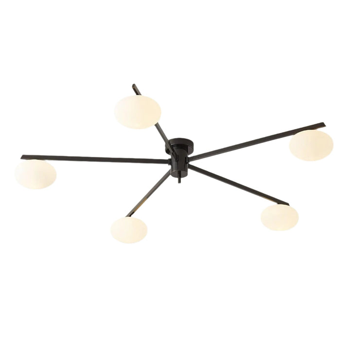 Lámpara de techo de vidrio transparente y base de cobre, estilo minimalista contemporáneo.