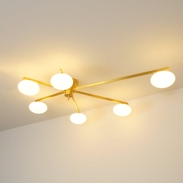 Lámpara de techo estilo nórdico, vidrio transparente y metal cobre, para decoración actual.