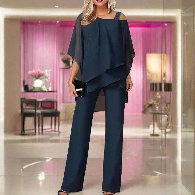 Conjunto versátil de chifón para mujer, perfecto para un look elegante de primavera o verano.