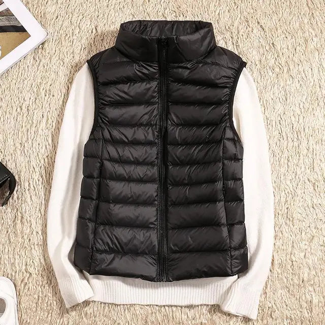 Chaleco acolchado ultraligero para mujer, perfecto para el frío de otoño e invierno.