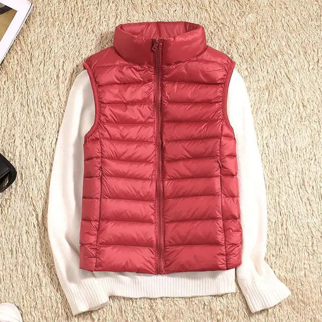 Chaleco sin mangas acolchado para mujer, ultraligero y cómodo para días frescos de otoño.