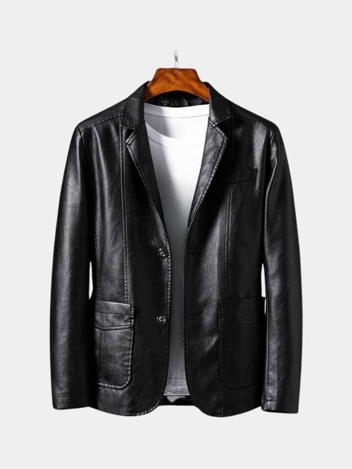 Chaqueta clásica de cuero marrón para hombre, estilo atemporal, perfecta para cualquier ocasión.