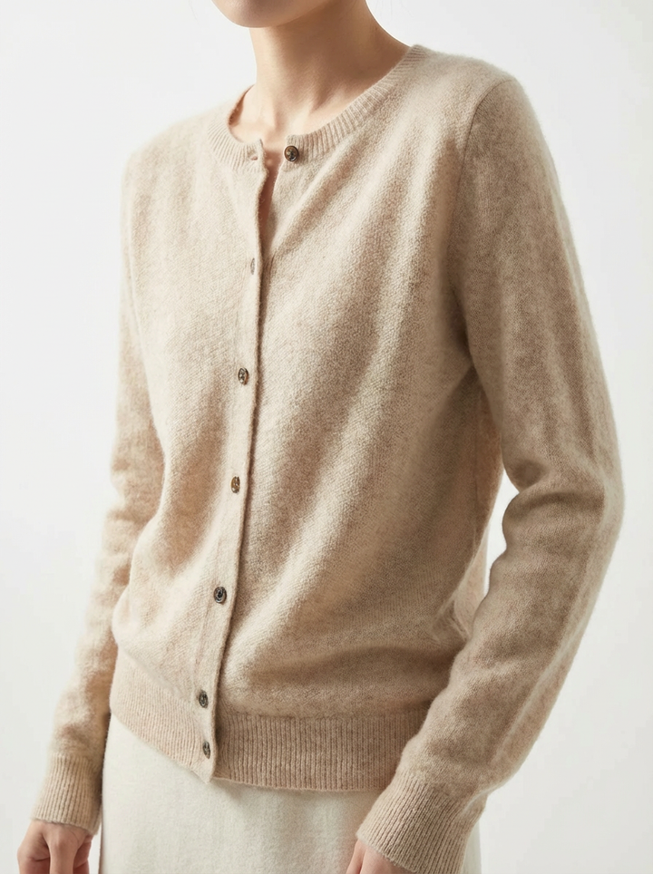 Elegante cárdigan de punto para mujer, con botones decorativos, manga larga, ideal ropa femenina.