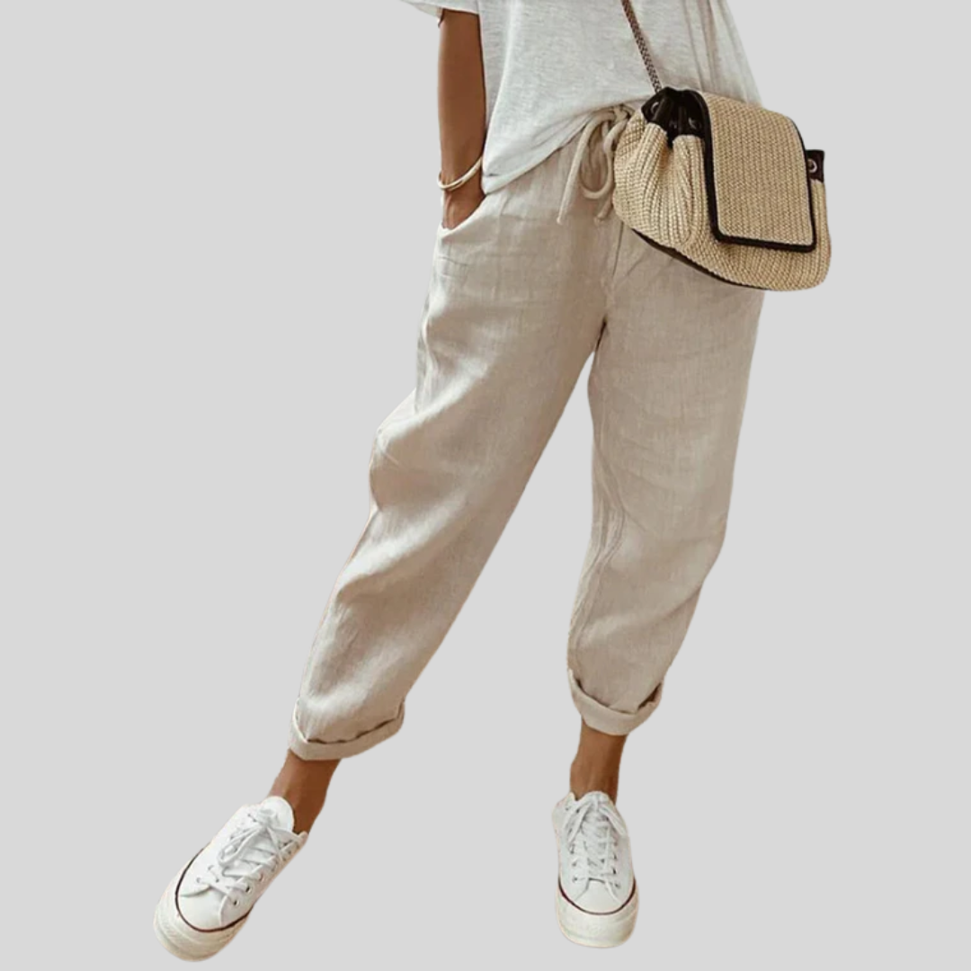 Pantalones fluidos elegantes Inés para mujer, ideales confort diario, moda primavera-verano.