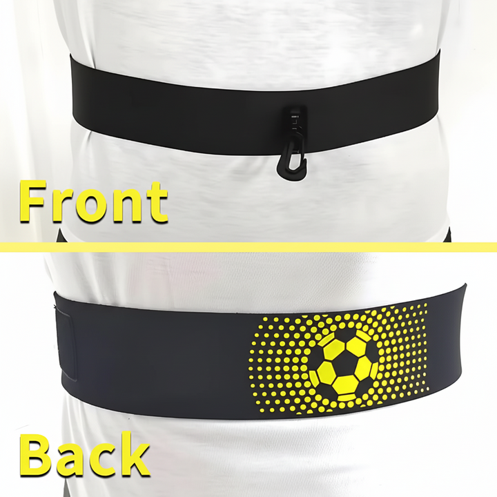Cinturón de rebote para fútbol, ayuda a niños a mejorar pases y control de balón con práctica en solitario.