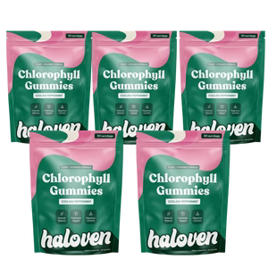 Gominolas de clorofila para mejorar digestión, detox y aliento fresco.