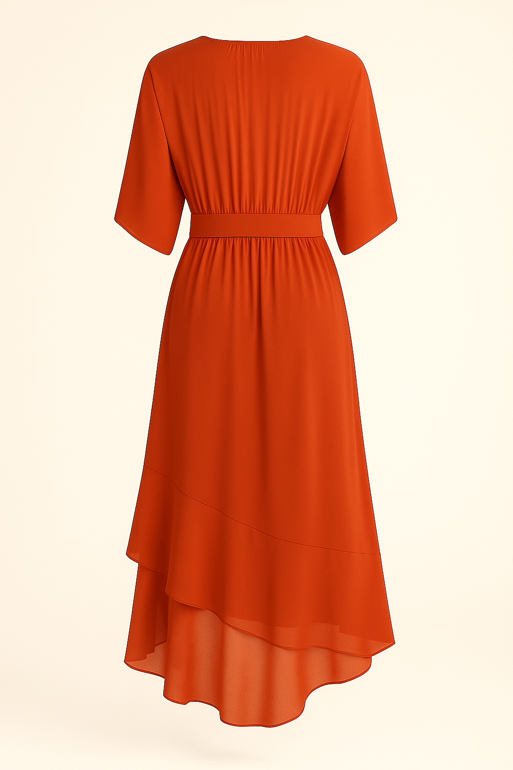 Vestido de gala con escote V para mujer, mostrando un estilo sofisticado y atemporal para celebraciones.