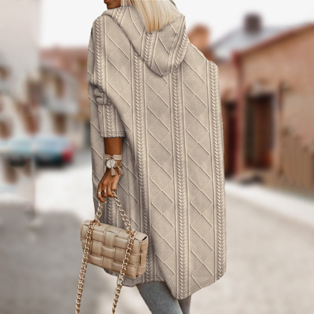 Abrigo negro para mujer, elegante y versátil, con capucha, perfecto para el frío invernal.