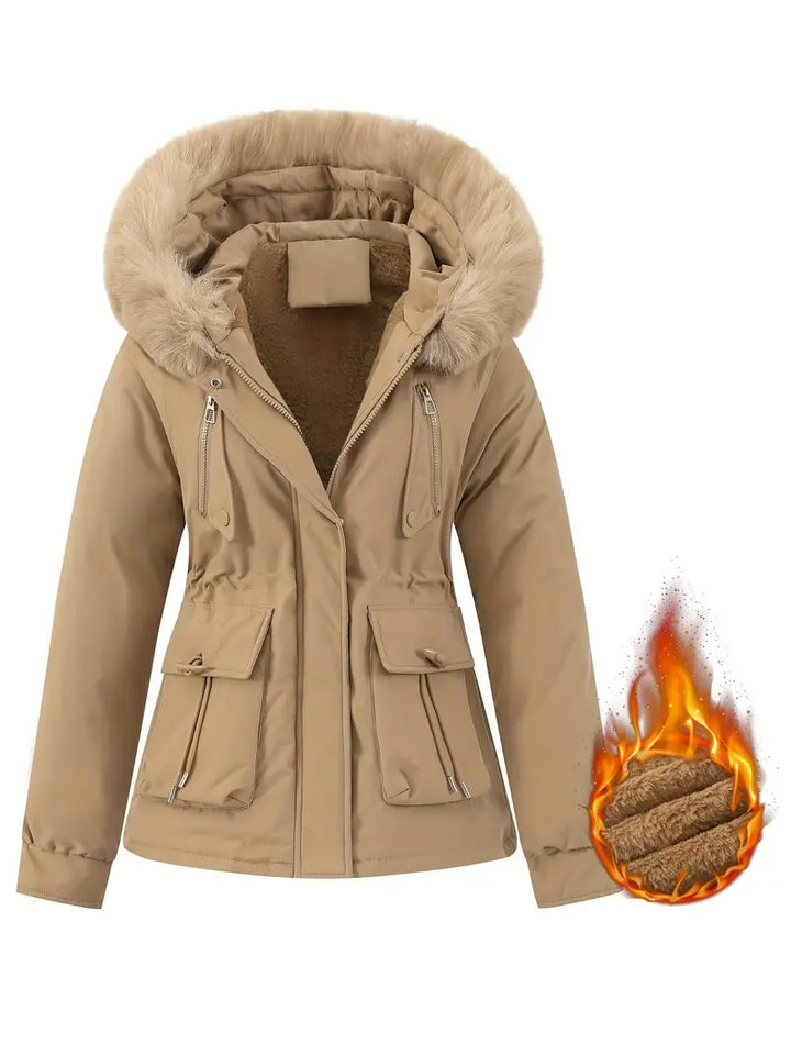 Abrigo cálido de invierno para mujer. Chaqueta casual versátil con cuello desmontable, perfecta para moda femenina y estilo.