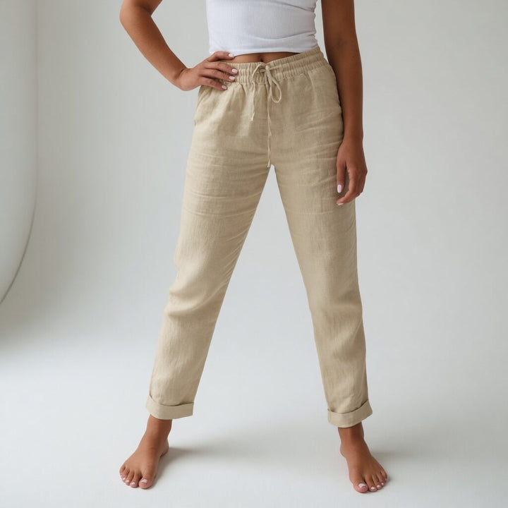 Pantalón holgado de algodón para mujer, diseño fluido y cómodo, esencial para el confort diario en verano.