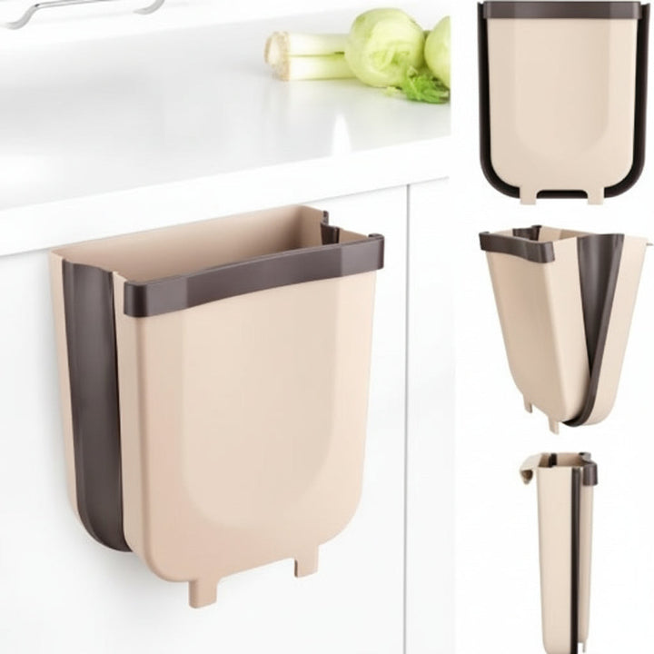Organizador de cocina con papelera colgante plegable, una solución práctica para la basura y el espacio.