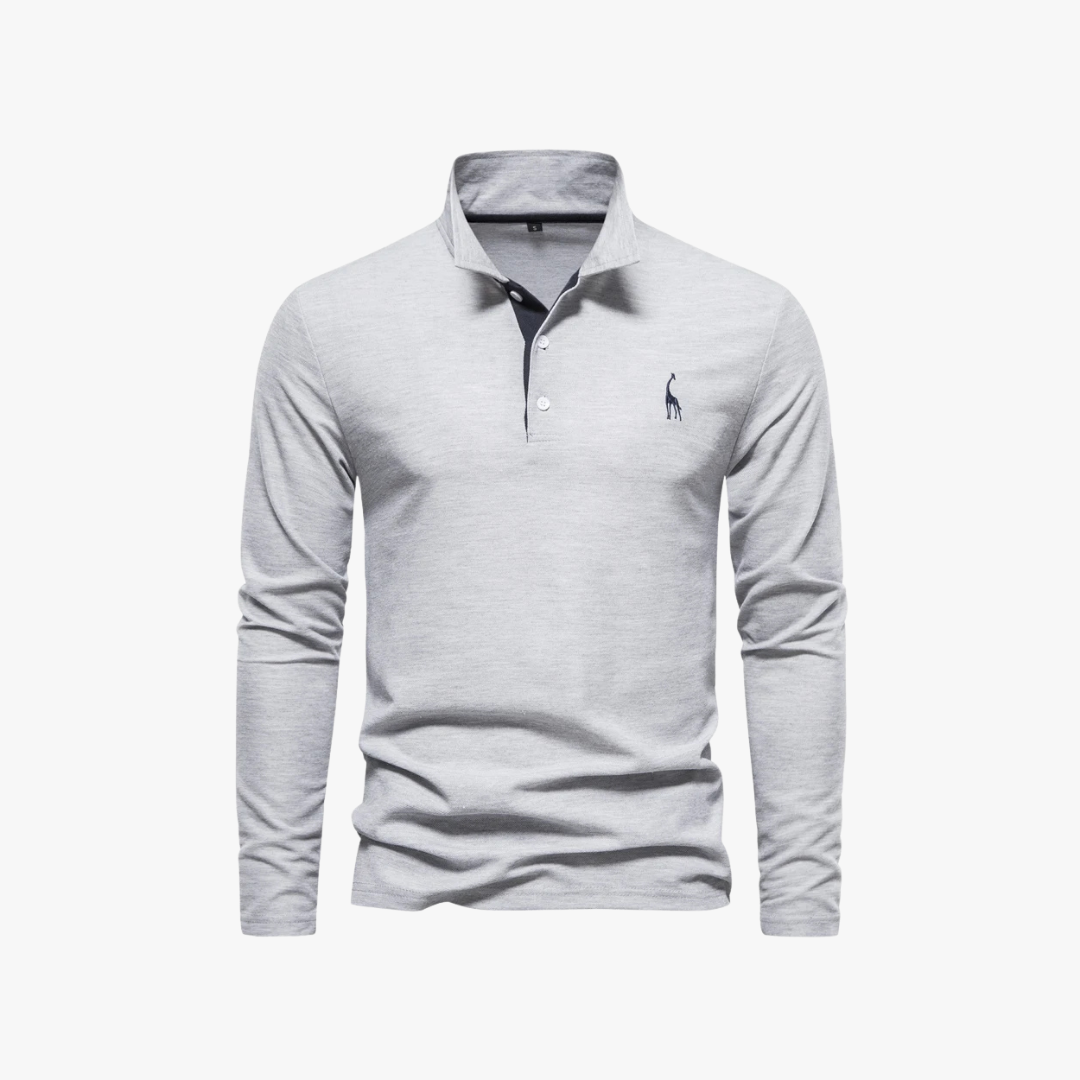 Polo de manga larga para hombre, ajuste entallado, ideal para ropa masculina casual y elegante de otoño.