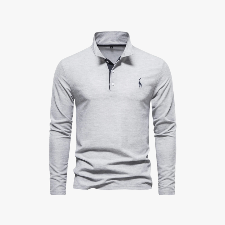 Polo de manga larga para hombre, ajuste entallado, ideal para ropa masculina casual y elegante de otoño.