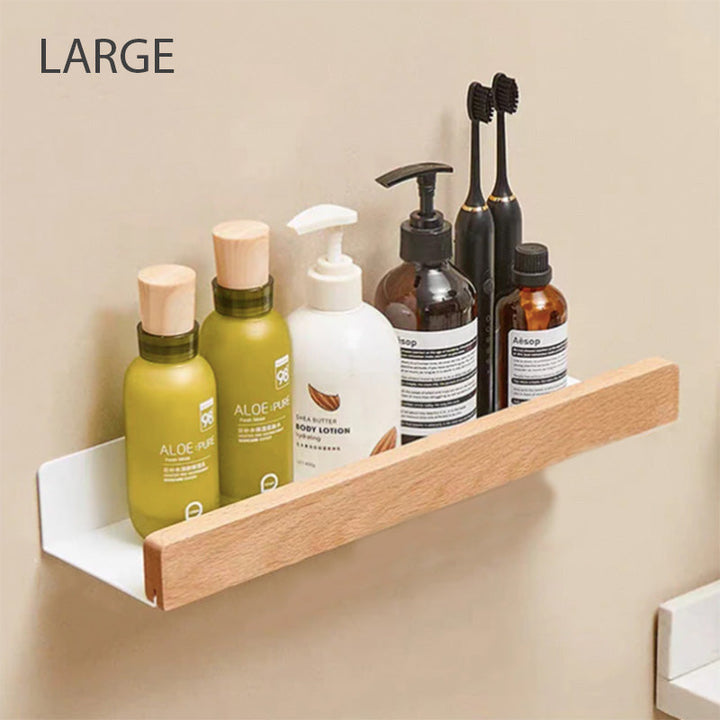 Almacenamiento de baño en pared, estantes impermeables, ideal para decoración minimalista.