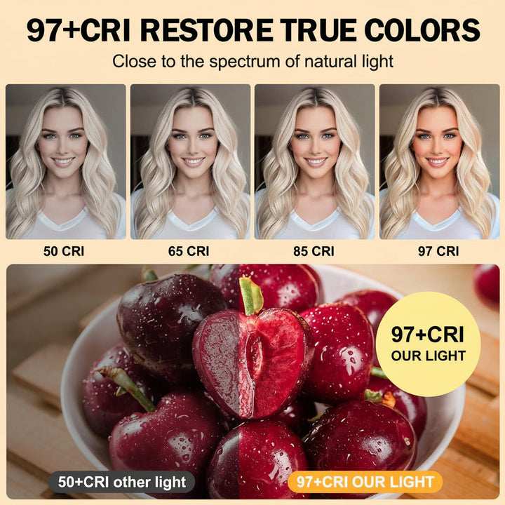 Luz LED para mejorar fotos, videos y transmisiones en vivo. Con clip y batería recargable, portátil.