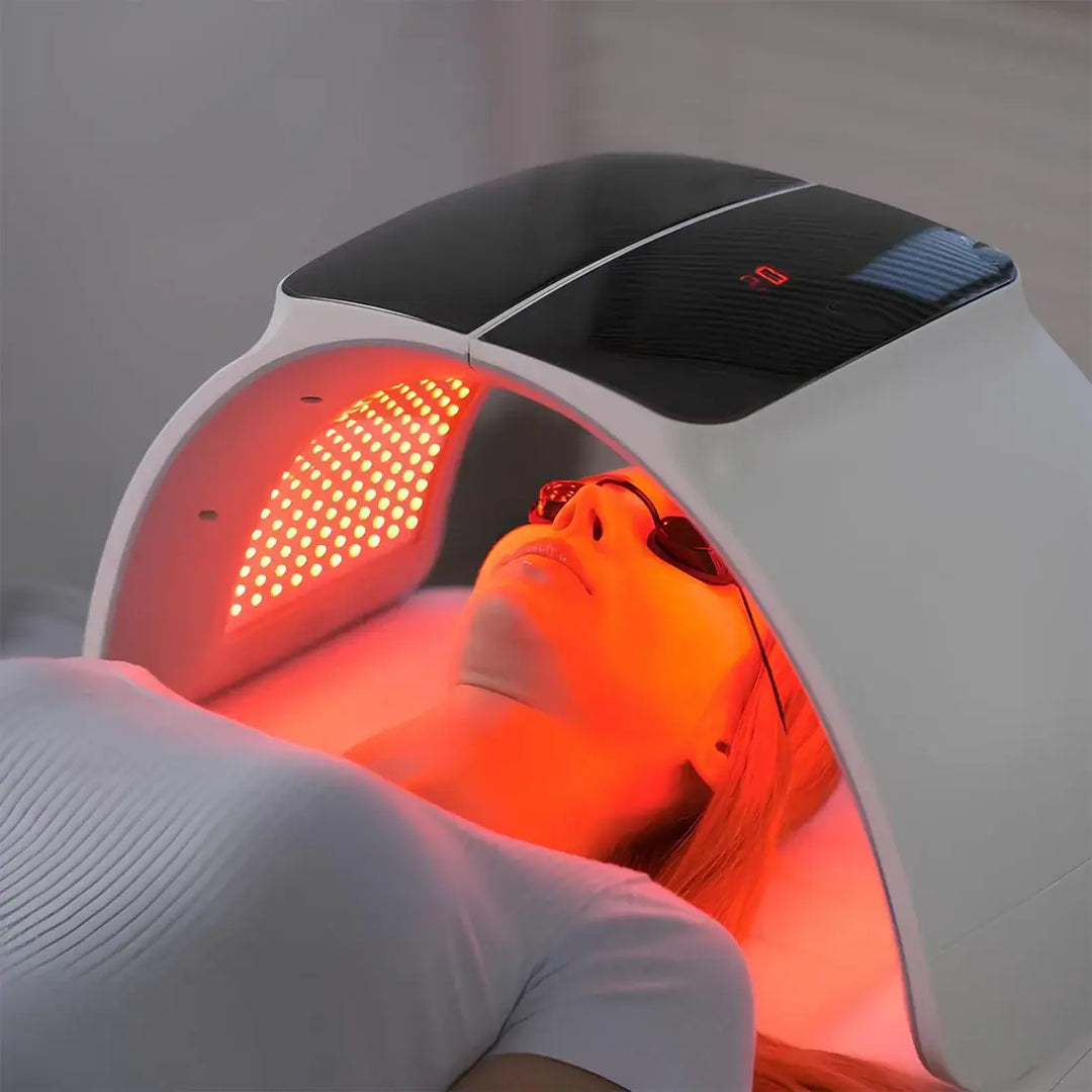 Máquina LED profesional 7 ondas para rejuvenecimiento facial, reduce acné y arrugas.