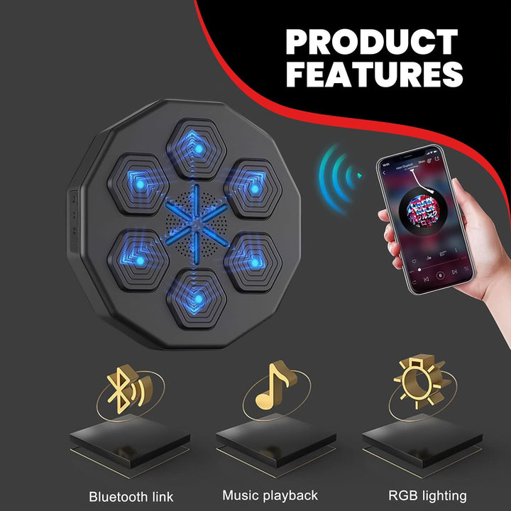 Boxeo interactivo con Bluetooth y luces LED. Máquina de boxeo musical para un entrenamiento moderno.