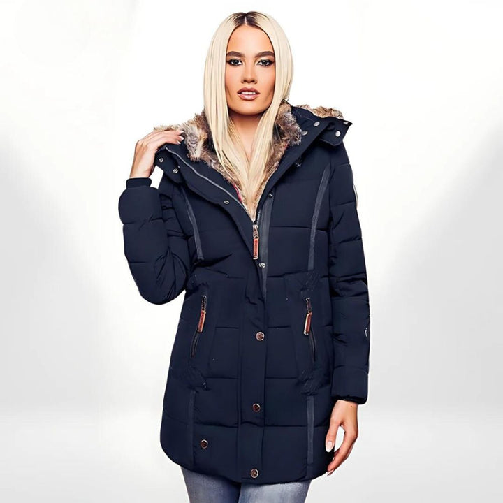 Abrigo de invierno premium para mujer, elegante y cálido, ideal para el frío.