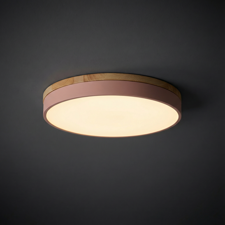 Techo LED moderno con atenuación y control remoto. Lámpara redonda eficiente para iluminación de salón.