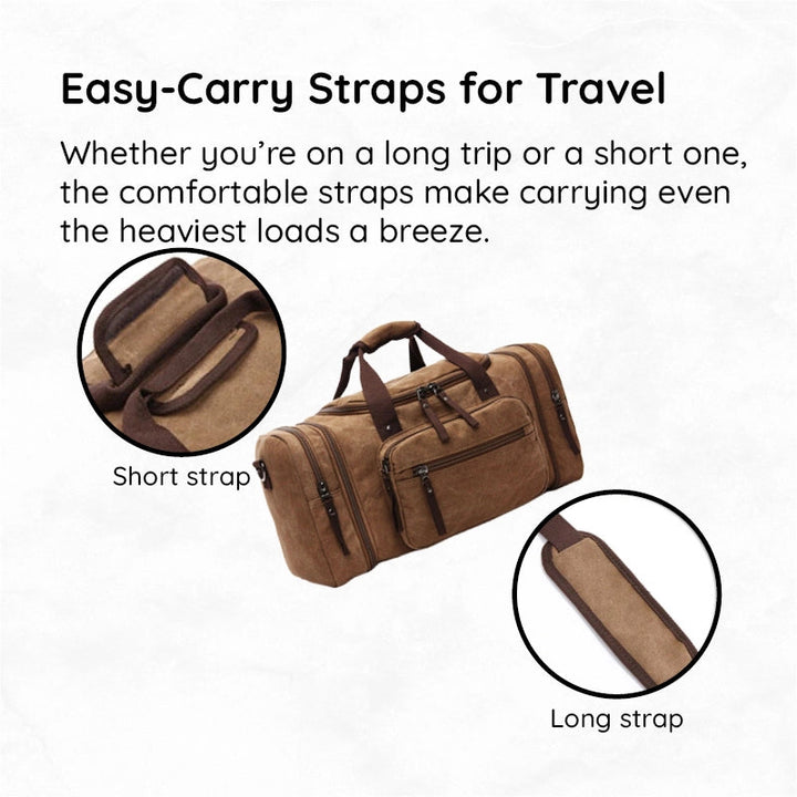 Elegante bolsa de viaje de lona unisex, funcional y expandible para cualquier viaje.