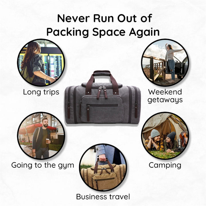 Moderna bolsa de viaje de lona unisex, gran capacidad expandible para cualquier destino.