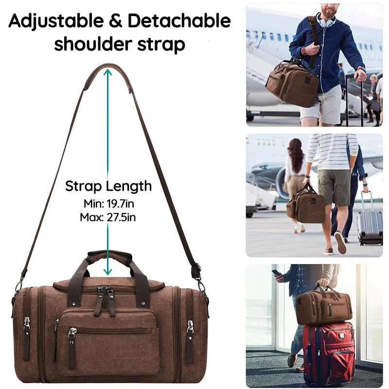 Bolsa de viaje lona duradera, gran capacidad, expandible, perfecta para cualquier aventura.