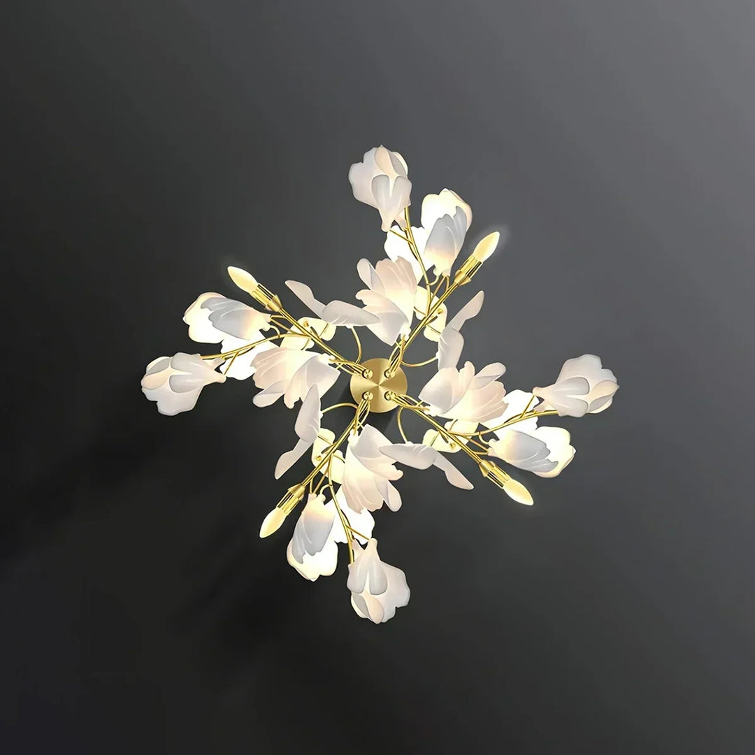 Arte en pared funcional: lámpara floral de pared, luz ambiental para dormitorio o sala.