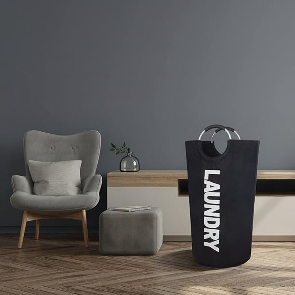 Cesto de ropa sucia plegable de 90L, impermeable, perfecto para almacenamiento y organización de colada.