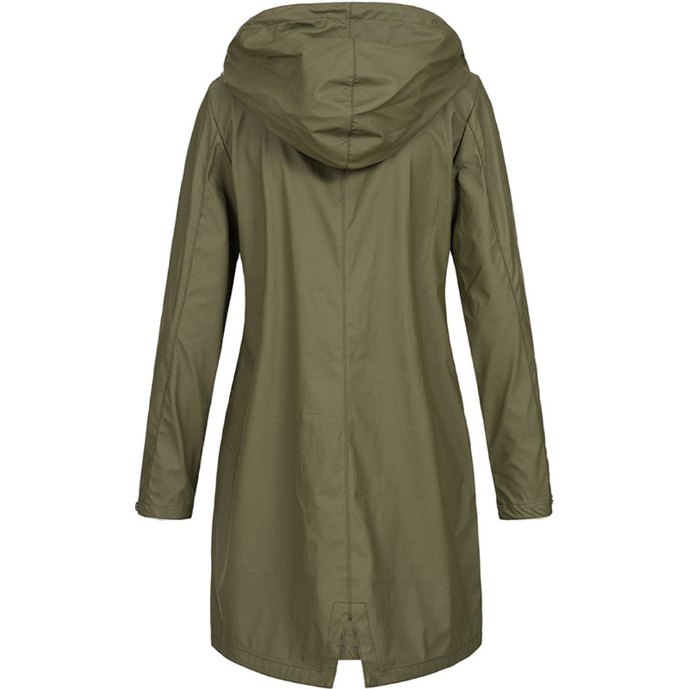 Chaqueta de mujer impermeable con capucha, transpirable y ligera. Protección anti-viento para estilo urbano casual.
