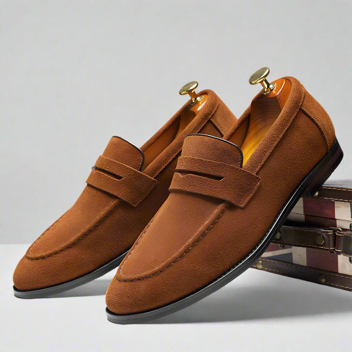 Mocasines de cuero sintético transpirable para hombre, diseño elegante sin cordones, confort ligero.