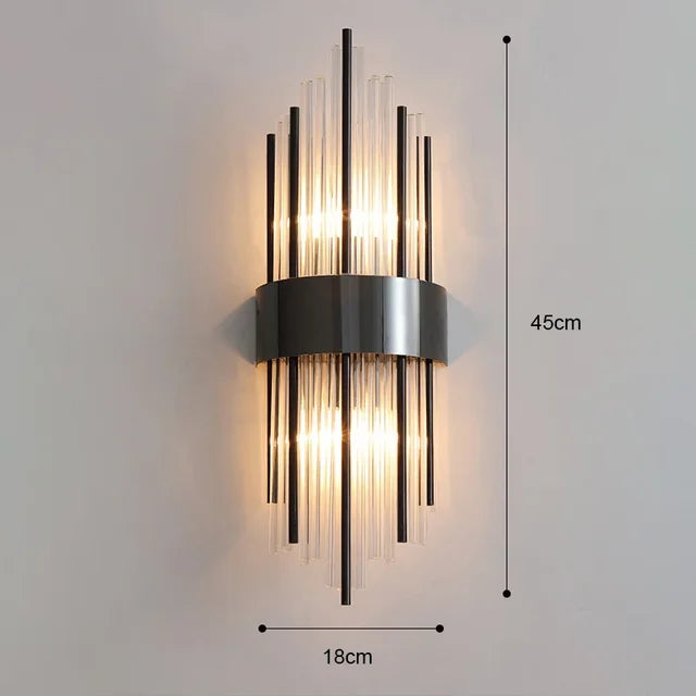 Lámpara de pared LED de acero inoxidable y cristal, iluminación decorativa interior de lujo.