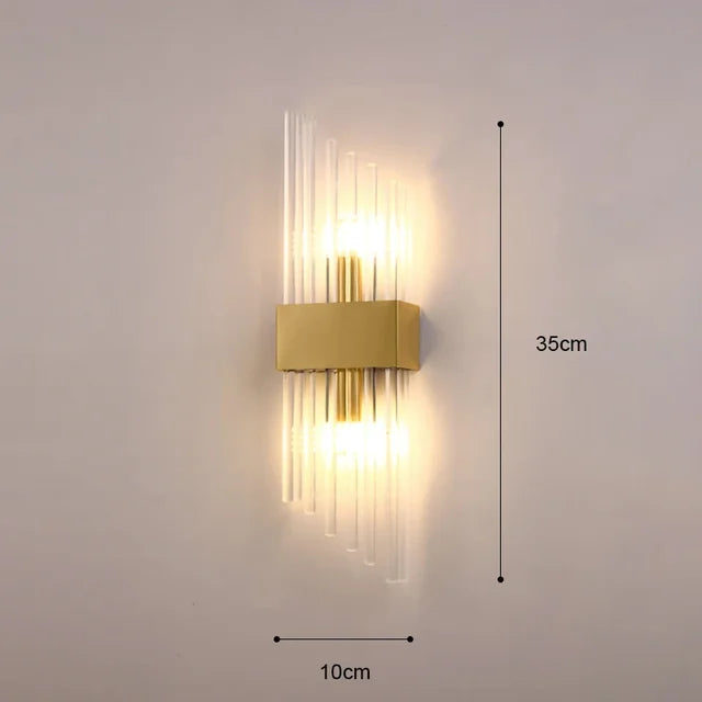 Aplique de pared LED moderno con luz cálida, ideal para decoración de hogar y ambientes lujosos.