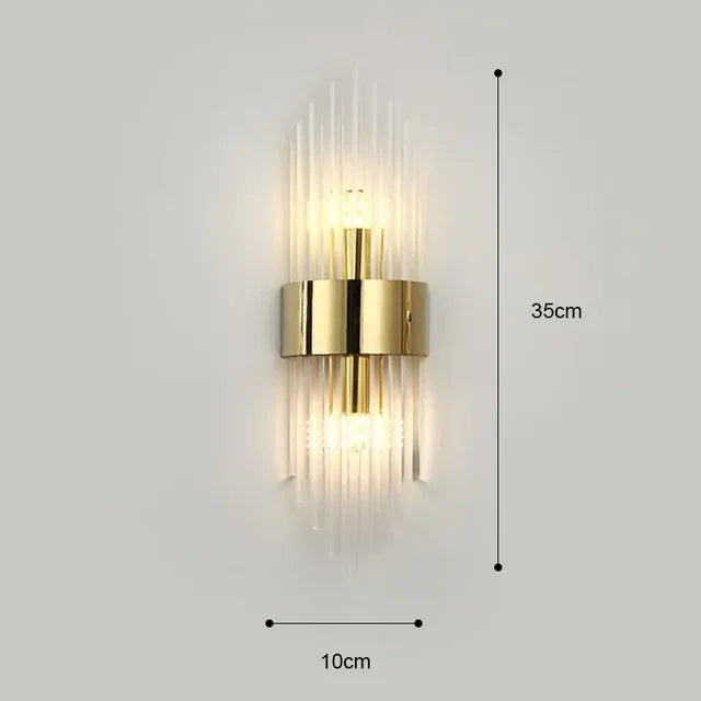 Aplique de pared LED de diseño moderno y lujo, iluminación interior en cristal y acero.