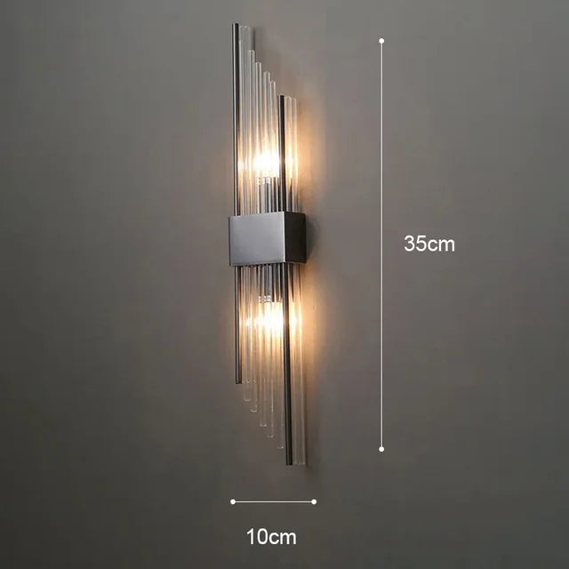 Aplique de pared LED de acero inoxidable con pantalla de cristal, iluminación interior de lujo.